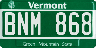 VT license plate BNM868