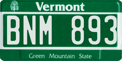 VT license plate BNM893