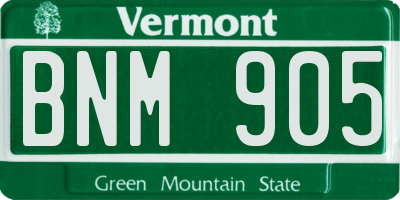 VT license plate BNM905