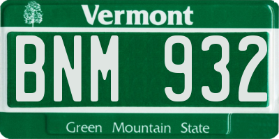 VT license plate BNM932