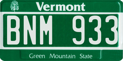 VT license plate BNM933