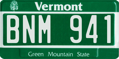 VT license plate BNM941