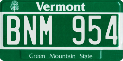 VT license plate BNM954