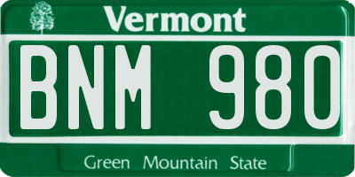 VT license plate BNM980