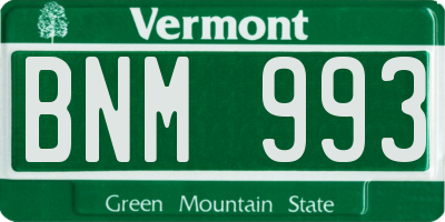 VT license plate BNM993