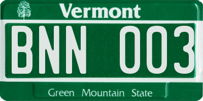 VT license plate BNN003