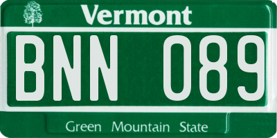 VT license plate BNN089