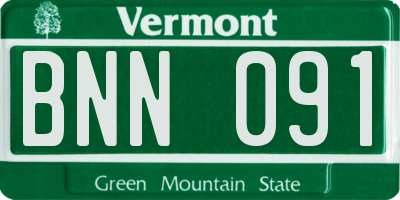 VT license plate BNN091