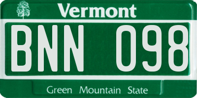 VT license plate BNN098