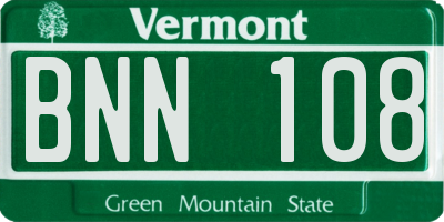 VT license plate BNN108