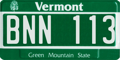VT license plate BNN113