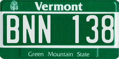 VT license plate BNN138
