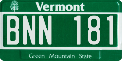 VT license plate BNN181