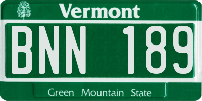 VT license plate BNN189