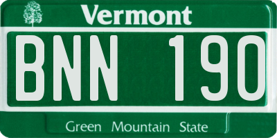 VT license plate BNN190