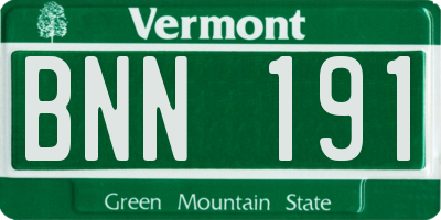 VT license plate BNN191