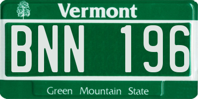 VT license plate BNN196