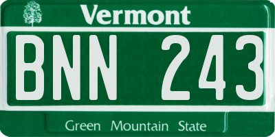 VT license plate BNN243