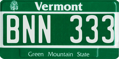 VT license plate BNN333
