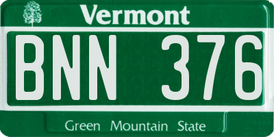 VT license plate BNN376