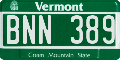VT license plate BNN389