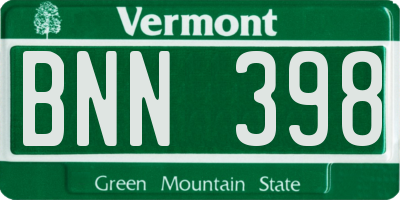 VT license plate BNN398