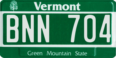 VT license plate BNN704