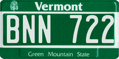 VT license plate BNN722