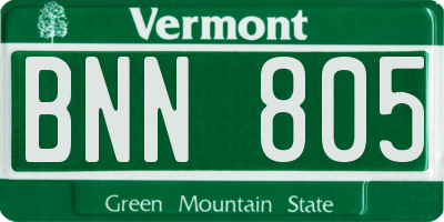 VT license plate BNN805