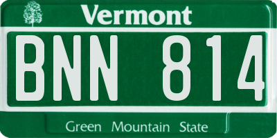 VT license plate BNN814