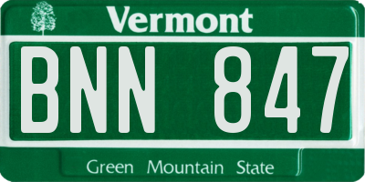 VT license plate BNN847