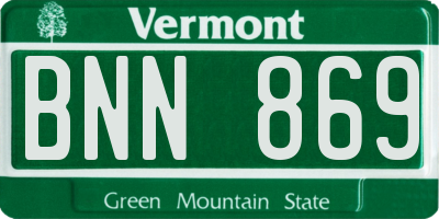VT license plate BNN869