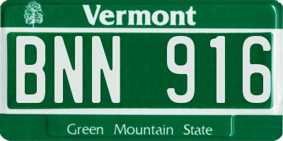 VT license plate BNN916