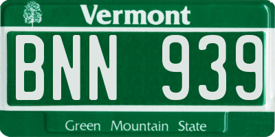 VT license plate BNN939