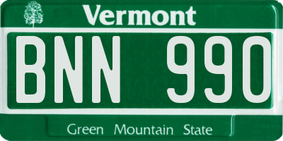 VT license plate BNN990