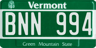 VT license plate BNN994