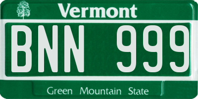 VT license plate BNN999