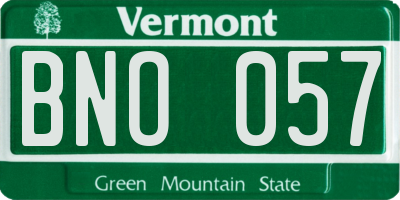 VT license plate BNO057
