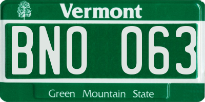 VT license plate BNO063