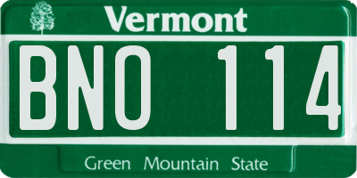 VT license plate BNO114