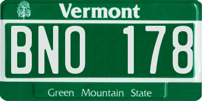 VT license plate BNO178