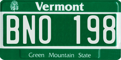 VT license plate BNO198