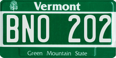 VT license plate BNO202