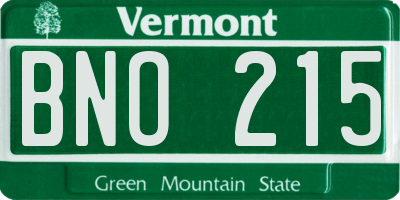 VT license plate BNO215