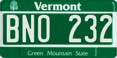 VT license plate BNO232