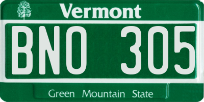 VT license plate BNO305