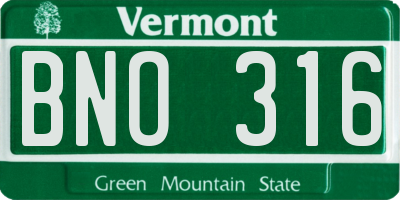 VT license plate BNO316