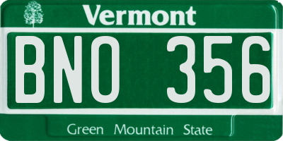 VT license plate BNO356