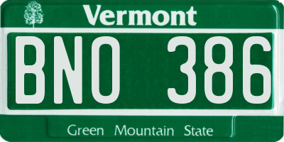 VT license plate BNO386