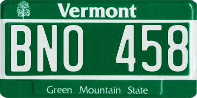 VT license plate BNO458